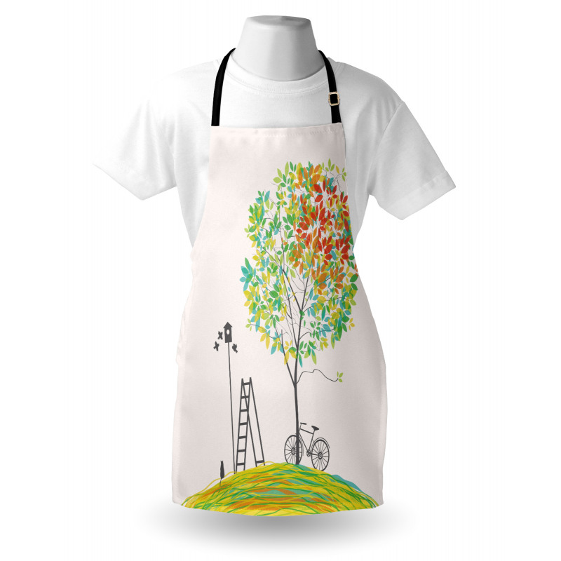 Bicycle Stairs Bird Apron