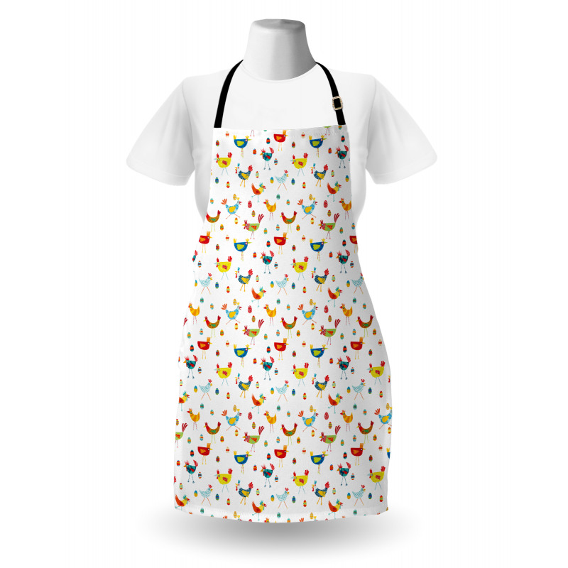 Colorful Chickens and Eggs Apron