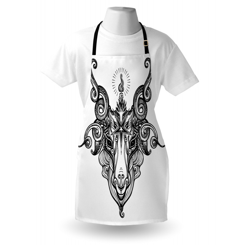 Satanic Goat Head Sketch Apron