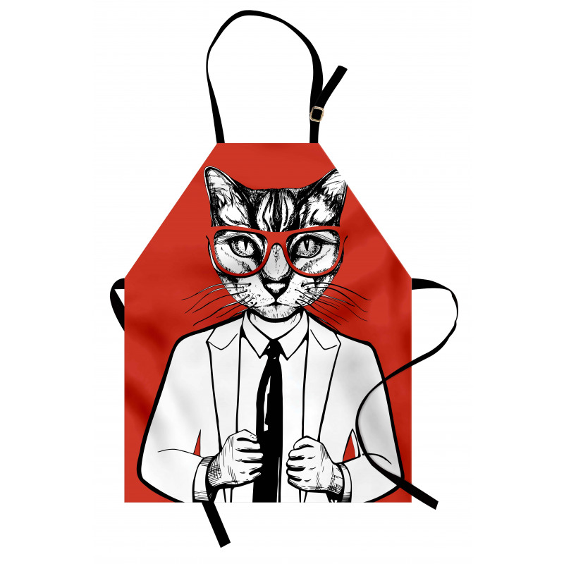 Funny Businessman Cat Suit Apron