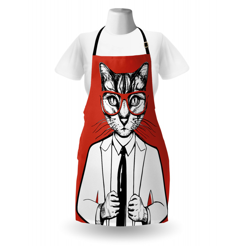 Funny Businessman Cat Suit Apron