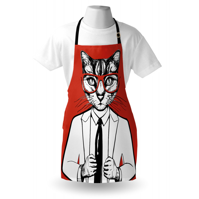 Funny Businessman Cat Suit Apron