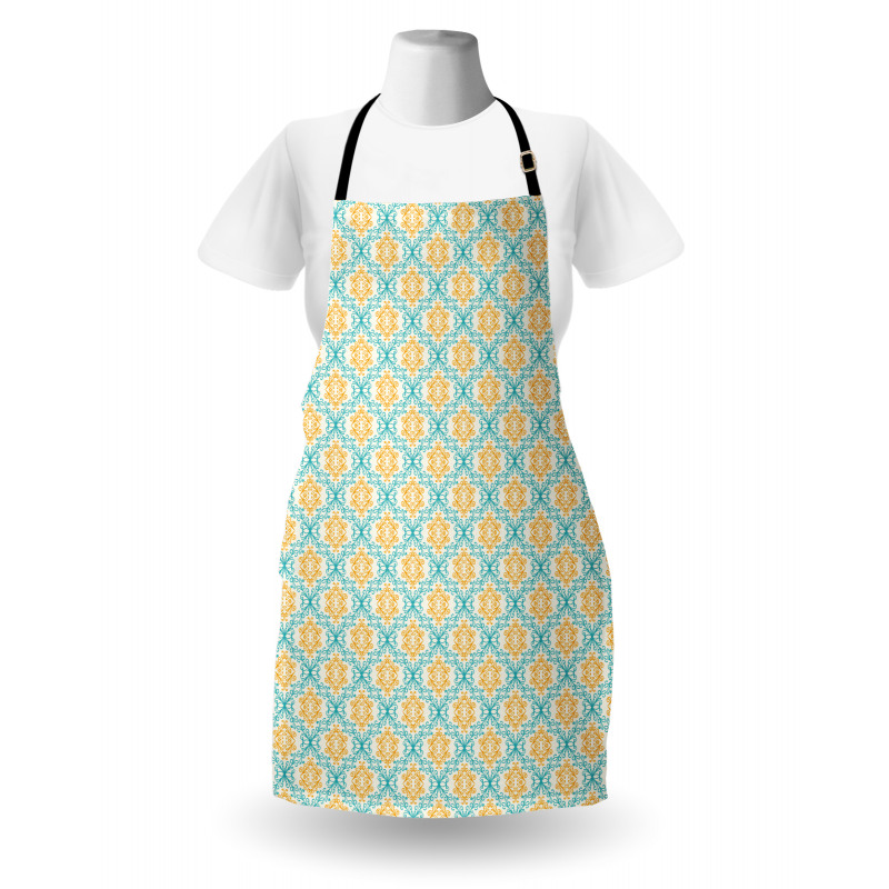 Thin Line Curlicue Damask Apron