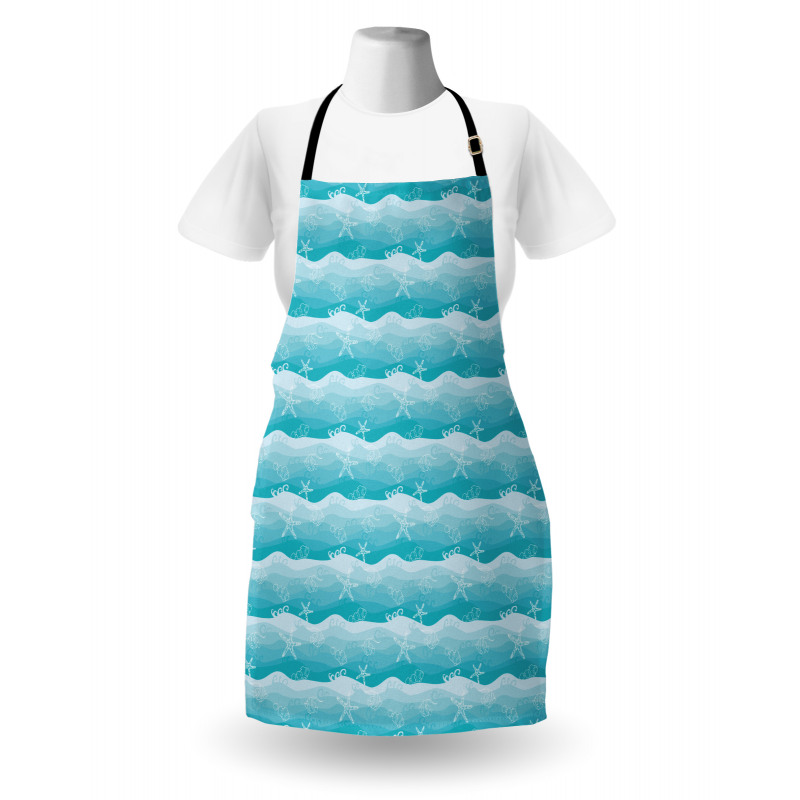 Fishes on Ombre Sea Waves Apron