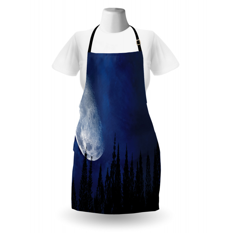 Forest Night Silhouette Apron