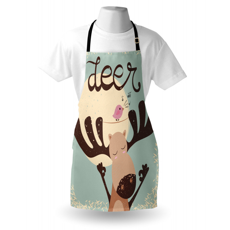 Reindeer Bird Cartoon Apron