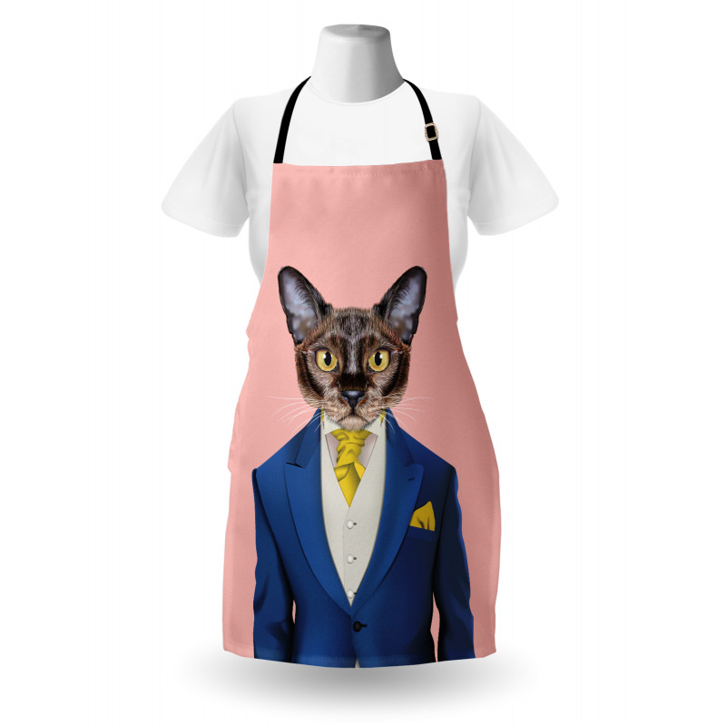 Whimsical Portrait of a Cat Apron