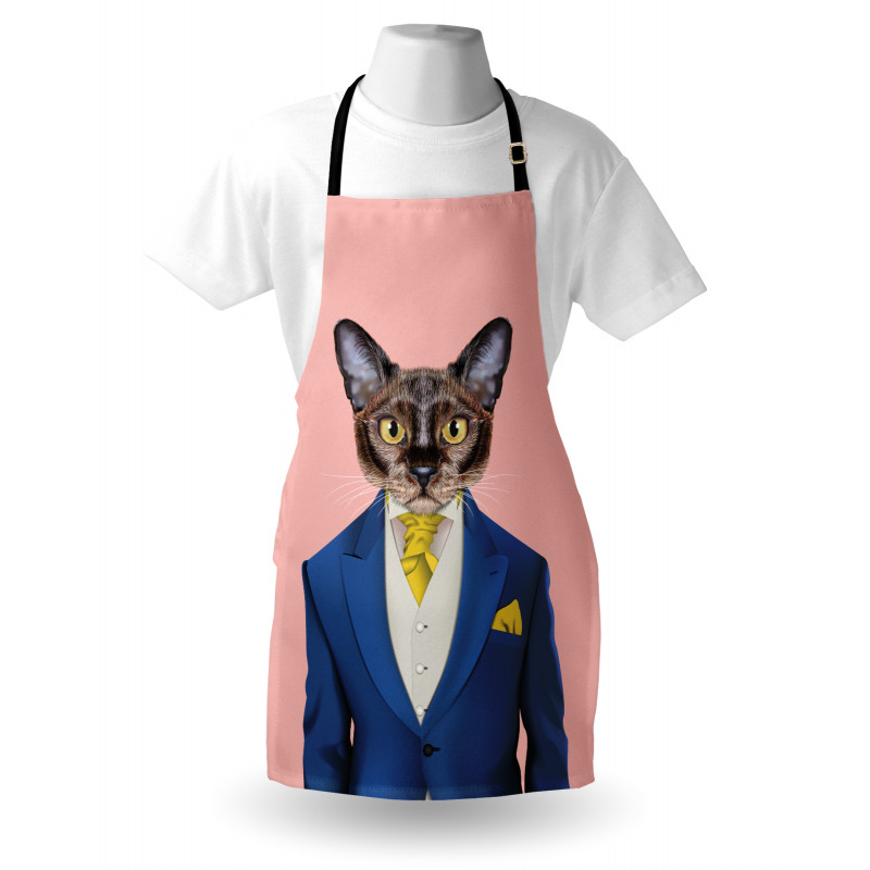 Whimsical Portrait of a Cat Apron