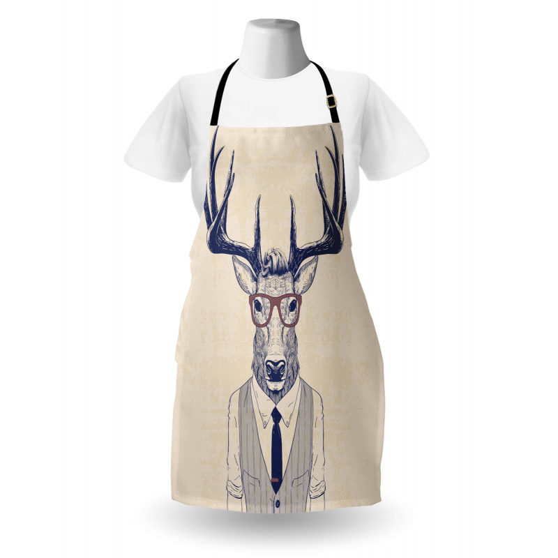 Humanized Manly Deer Art Apron