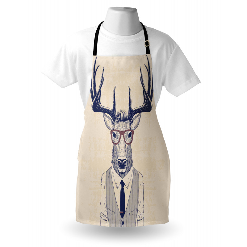 Humanized Manly Deer Art Apron