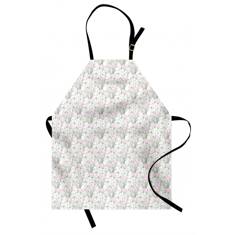 Outline Lotus Flowers Apron