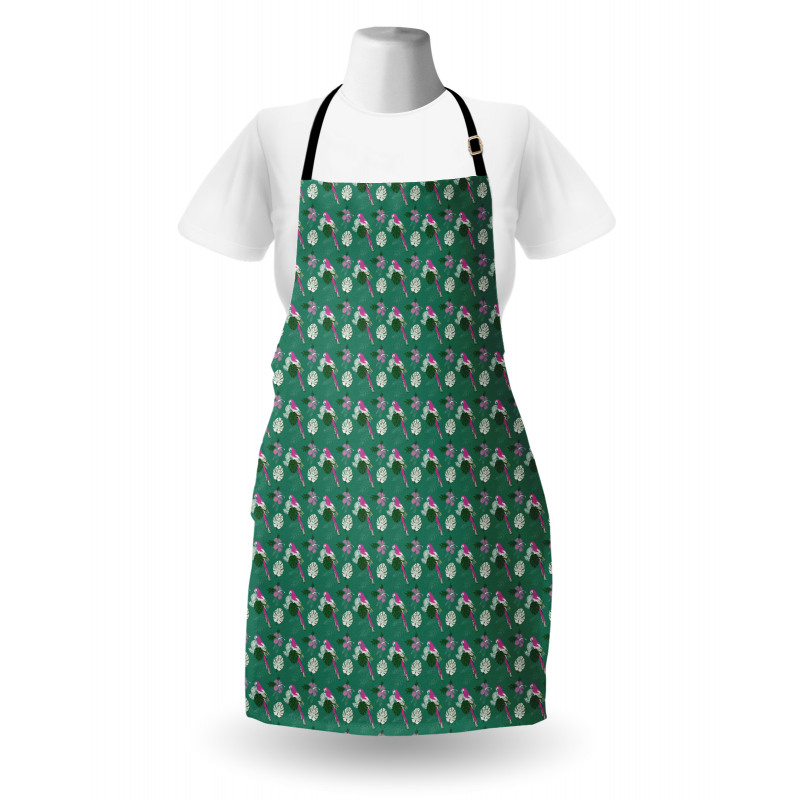 Parrot and Monstera Leaves Apron