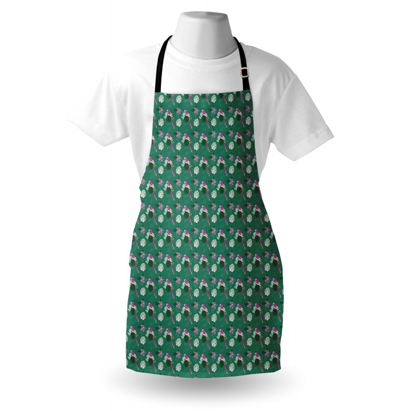 Parrot and Monstera Leaves Apron