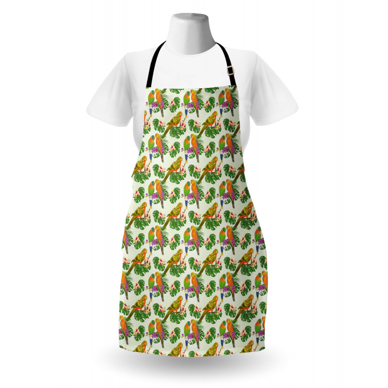 Vivid Floral Parrots Apron