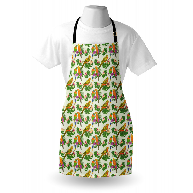 Vivid Floral Parrots Apron