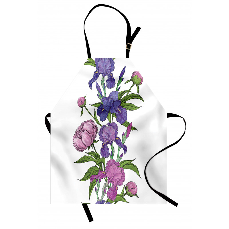 Naive Purple Flower Bouquet Apron