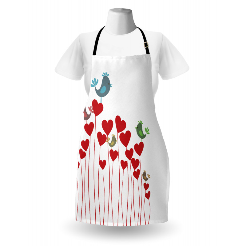 Spring Hearts Birds Apron