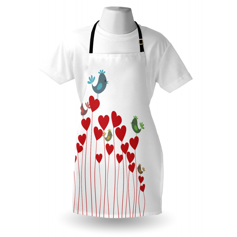 Spring Hearts Birds Apron