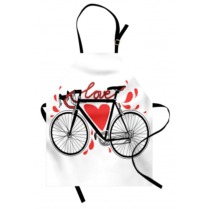 Bisikletli Mutfak Önlüğü Aşk ve Bisiklet Desenli