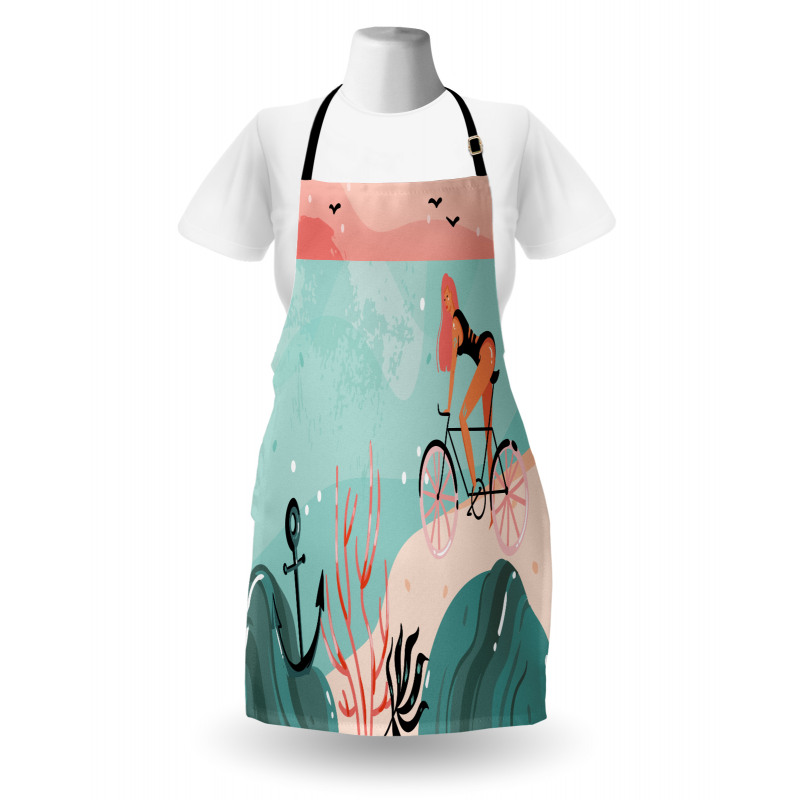 Woman Cycling in Sea Apron