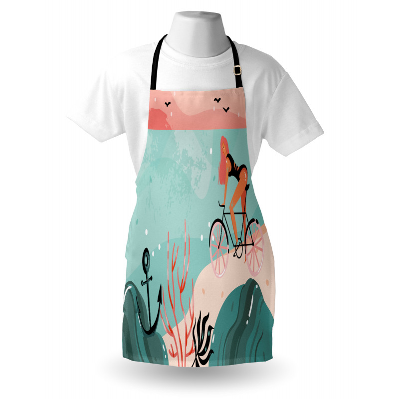 Woman Cycling in Sea Apron