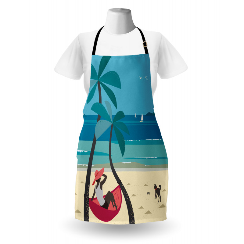 Girl on Hammock Palms Apron