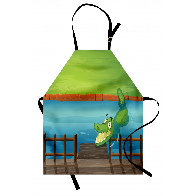 Cartoon Style River Scene Apron