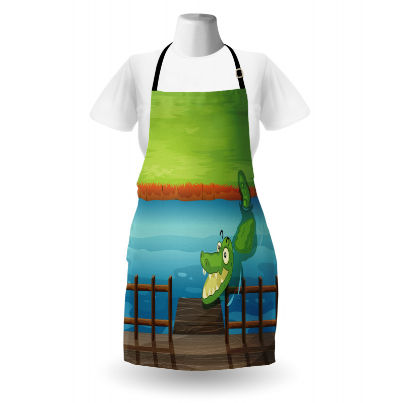 Cartoon Style River Scene Apron