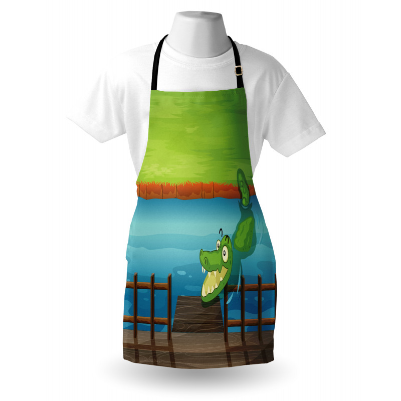 Cartoon Style River Scene Apron