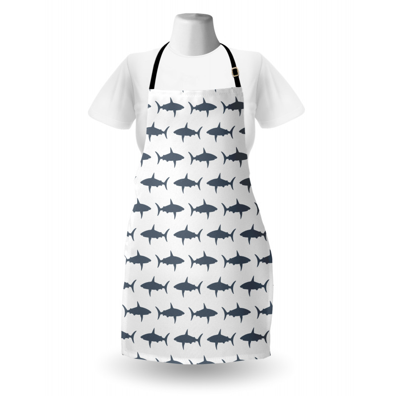 Hayvan Deseni Mutfak Önlüğü Mavi Köpek Balığı Deniz