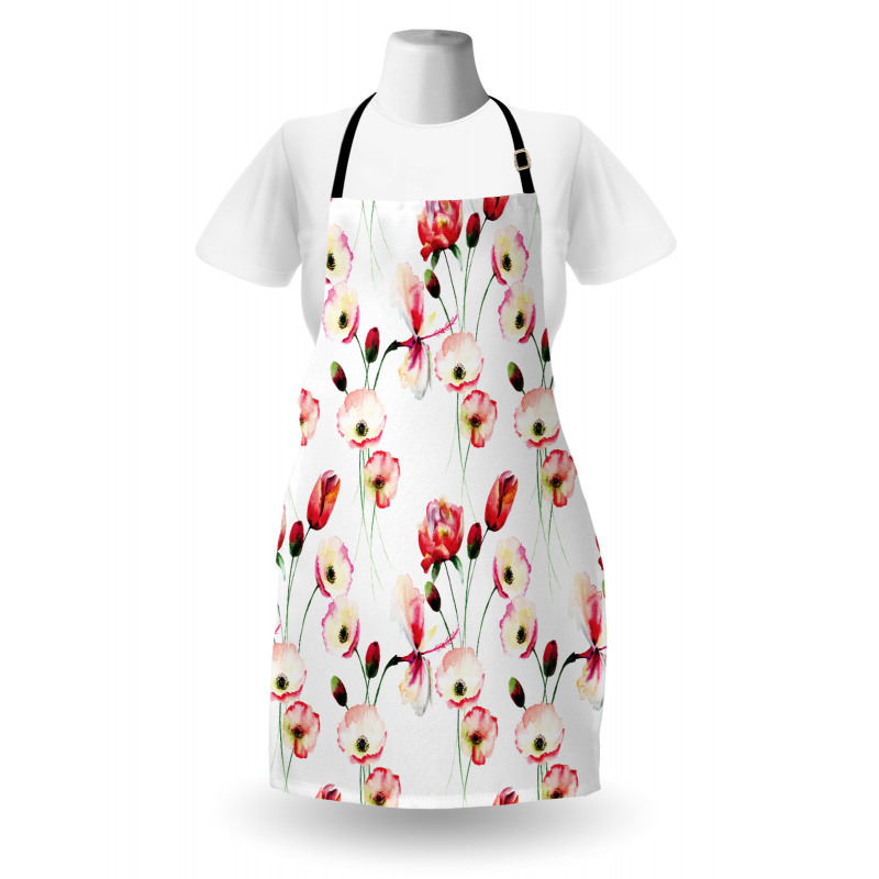 Poppy Flowers Branches Apron