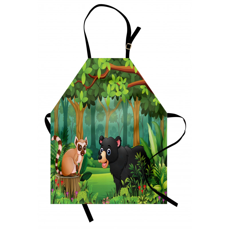 Wild Forest Life Bear Cartoon Apron