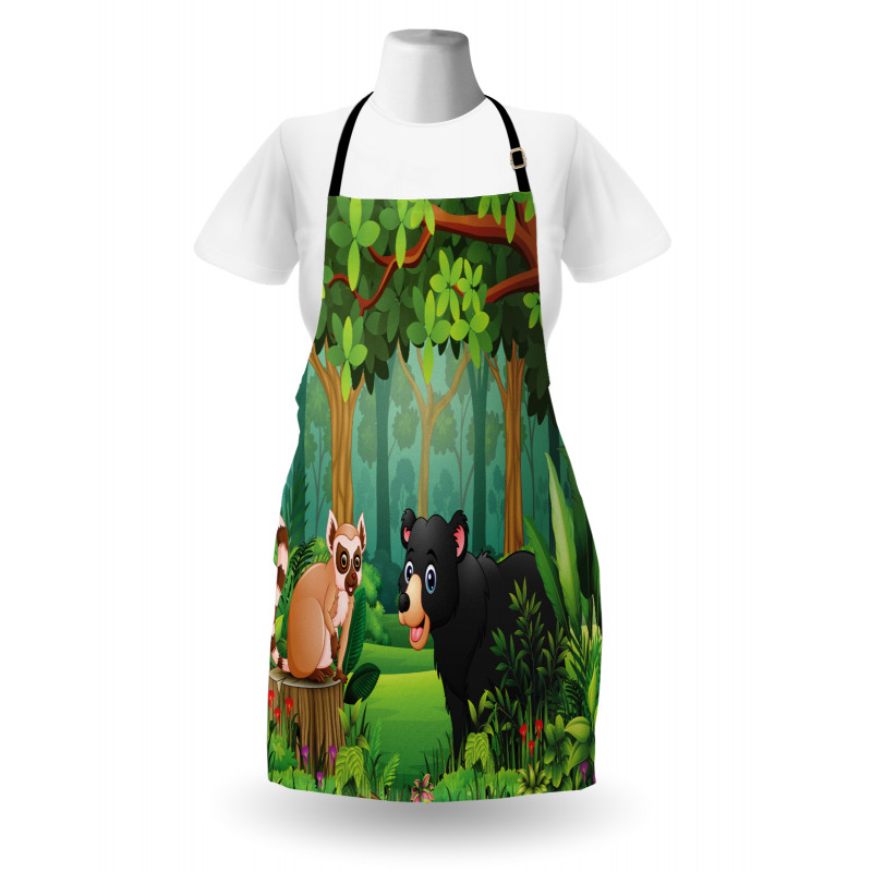 Wild Forest Life Bear Cartoon Apron