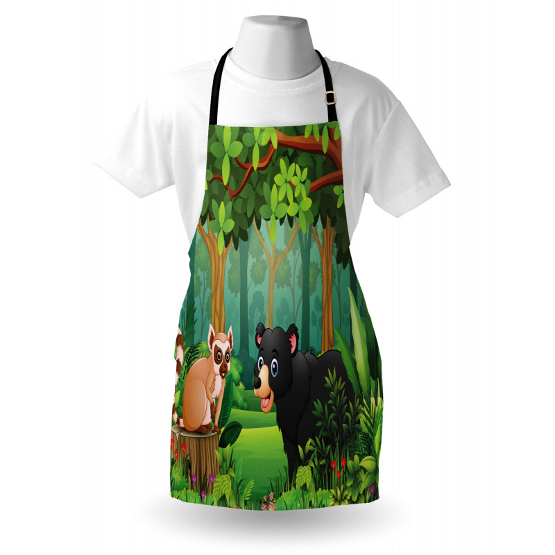 Wild Forest Life Bear Cartoon Apron