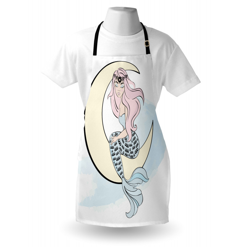 Mermaid Girl on Crescent Apron