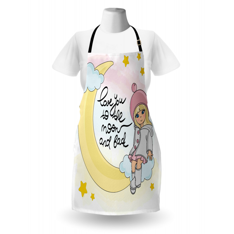 Romantic Moon Words and Girl Apron