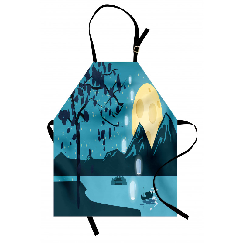 Night Landscape Moon Apron