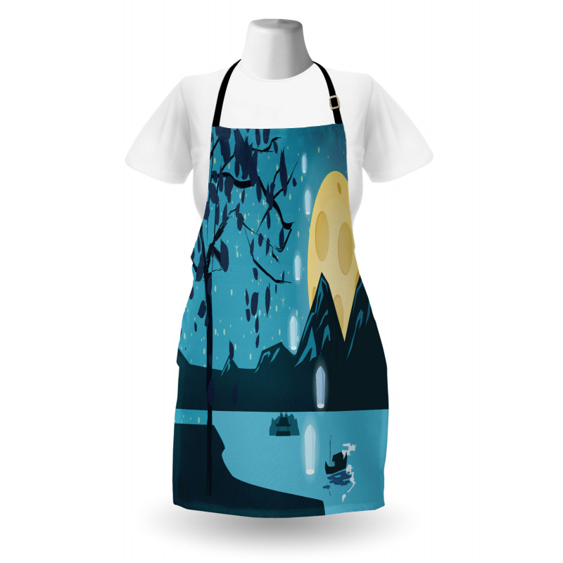 Night Landscape Moon Apron