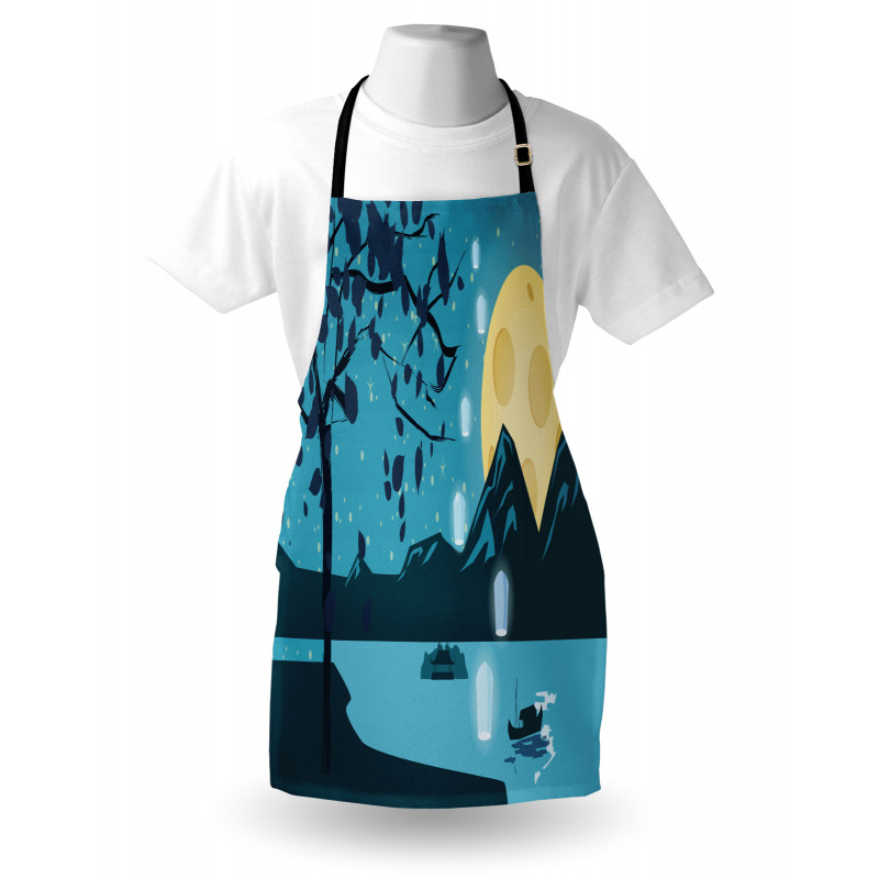 Night Landscape Moon Apron