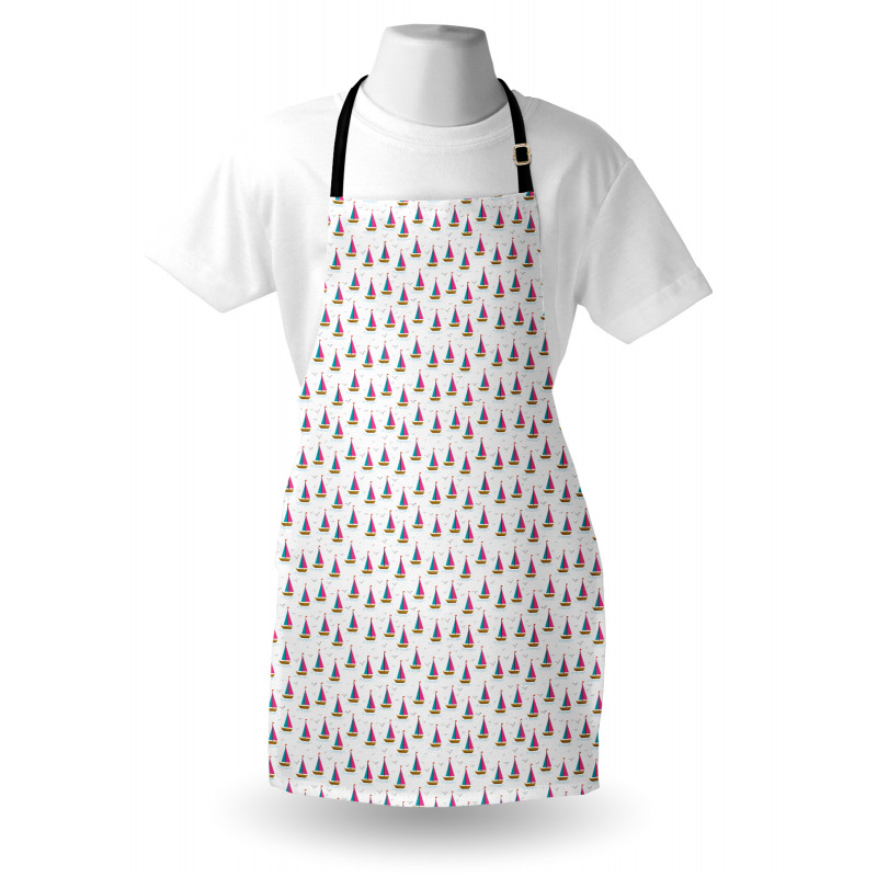 Colorful Boats Seagulls Apron