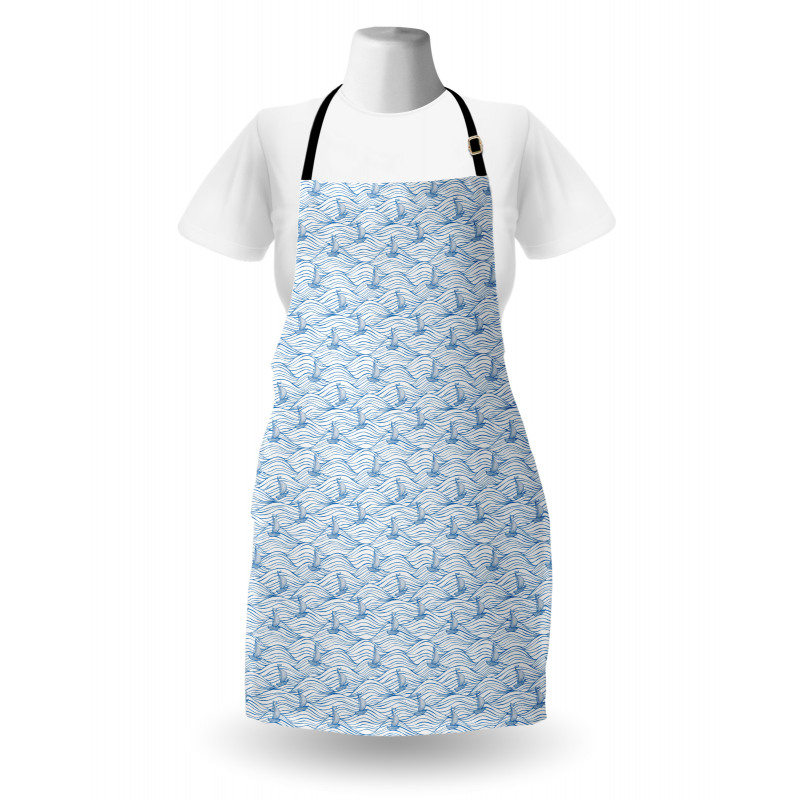 Sea Waves Sailboat Sketch Apron