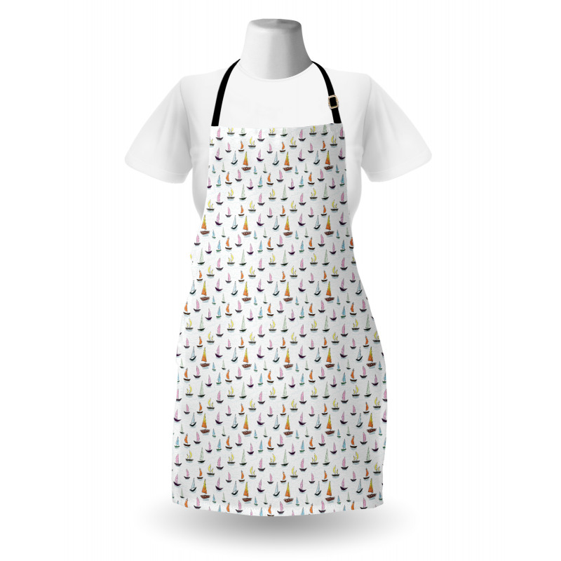 Colorful Sailboat Doodle Apron