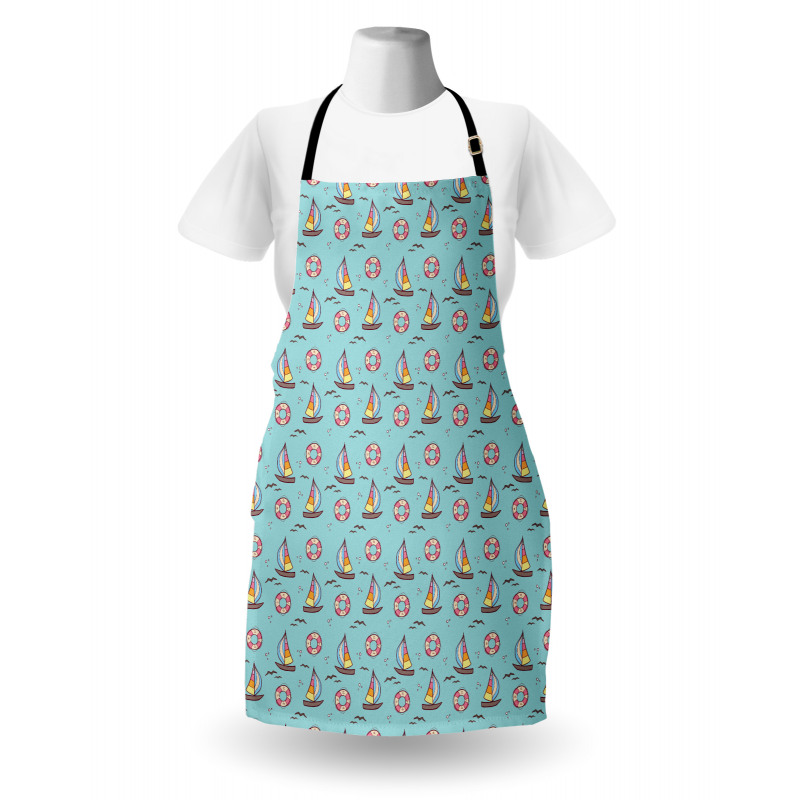 Seafoam Birds Sailboats Apron