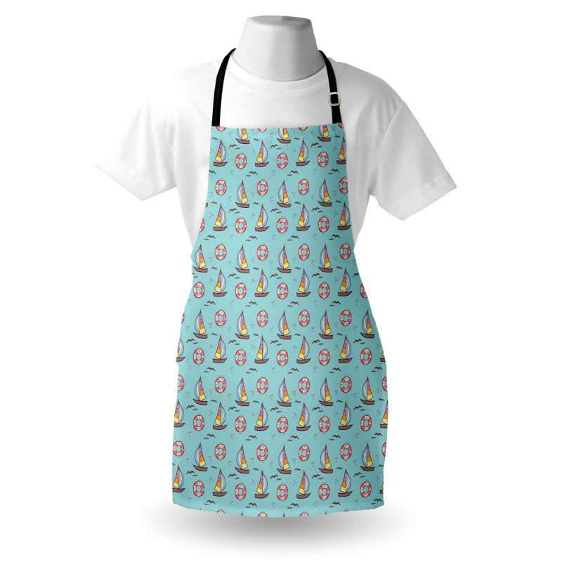 Seafoam Birds Sailboats Apron