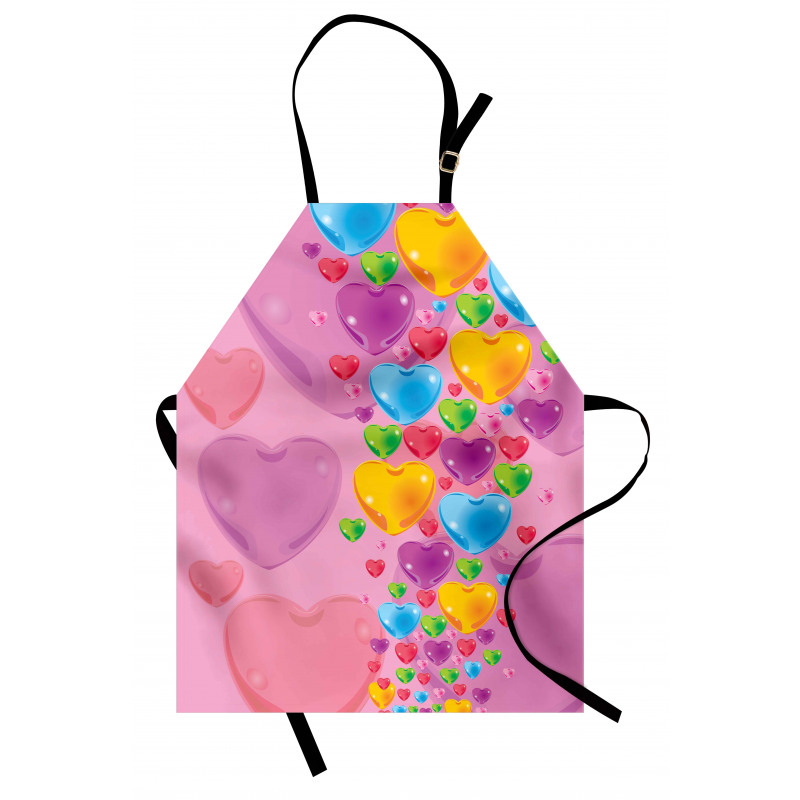 Kalpler Mutfak Önlüğü Rengarenk Baloncuk Kalpler Desenli