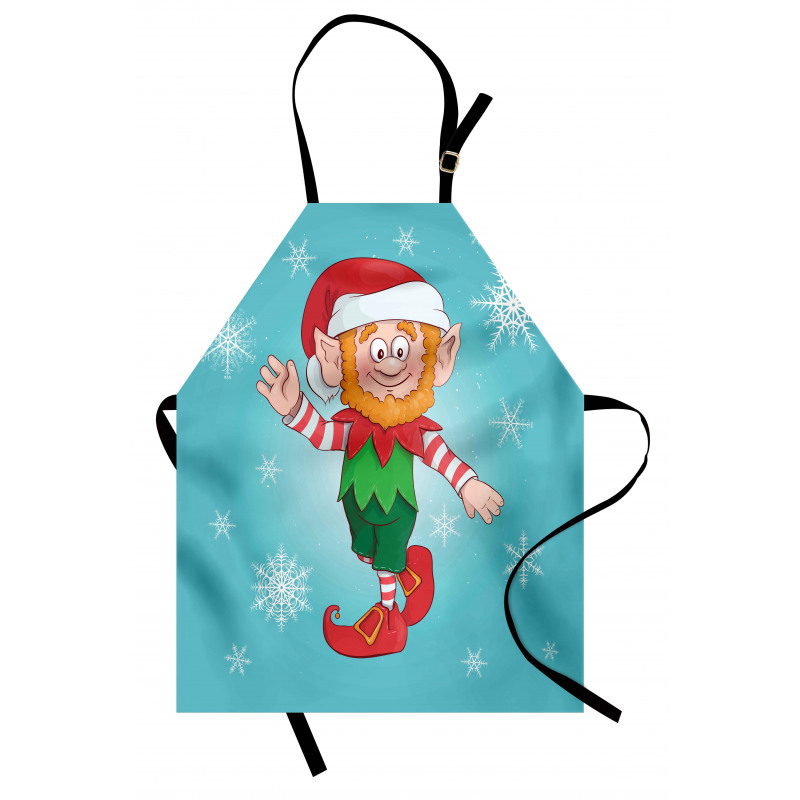 Figür Mutfak Önlüğü Parlak Kar Tanelerinin Arasındaki Noel Cini
