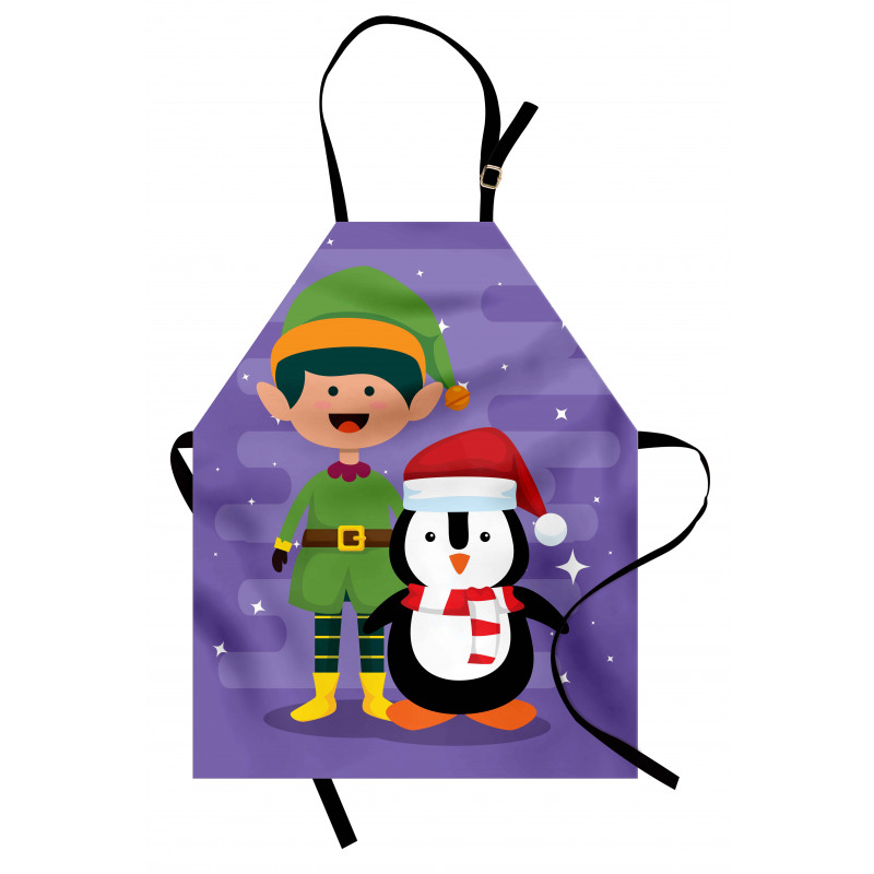 Elf and Penguin Merry Christmas Apron