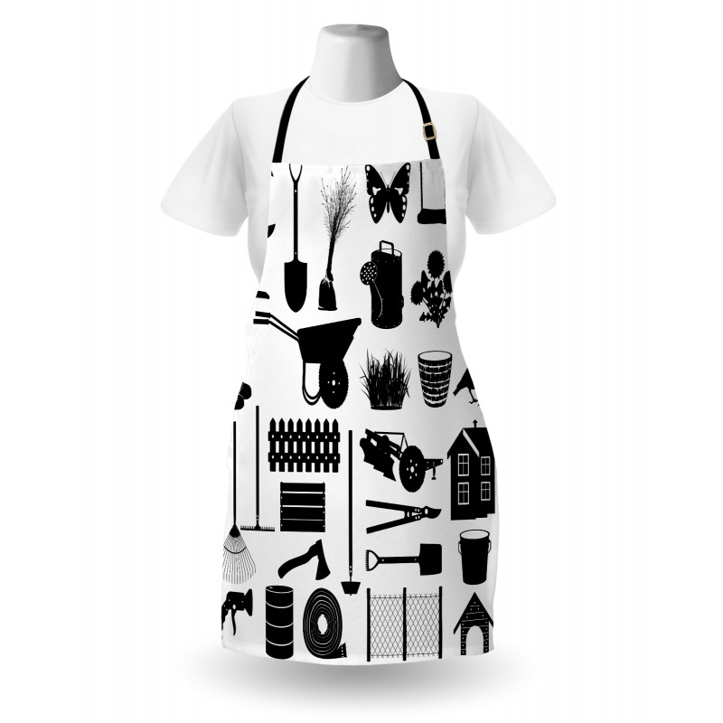 Monochrome Garden Items Apron