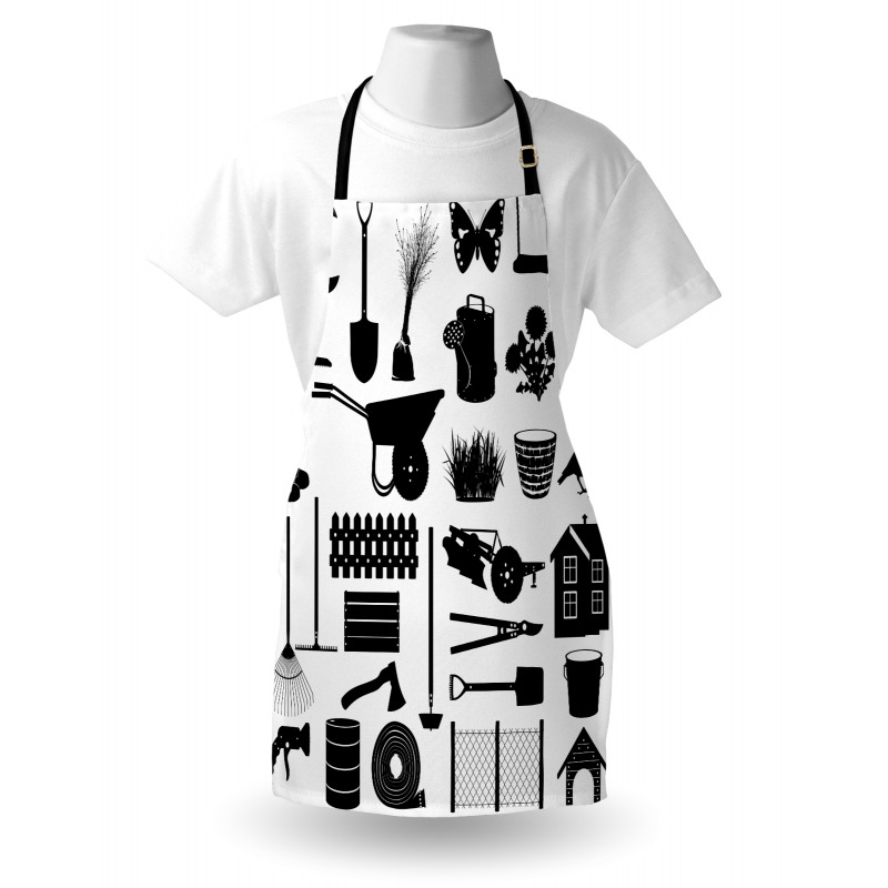 Monochrome Garden Items Apron