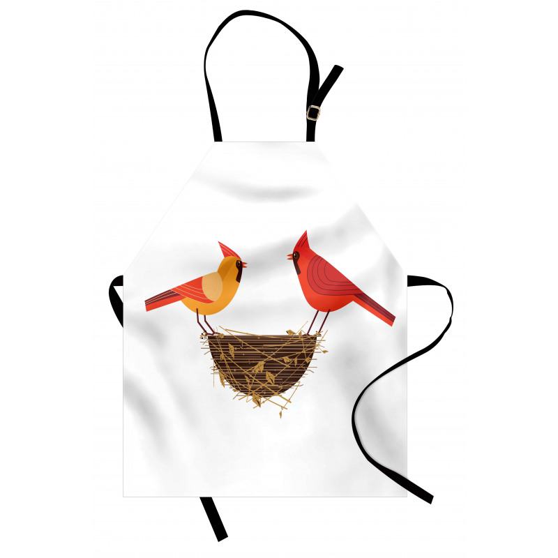 Red Cardinals Couple Nest Apron